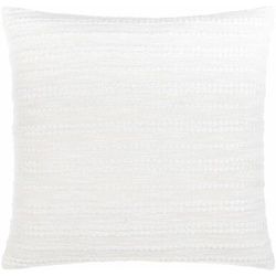 Lucia 18" Square Cottage Cotton Off White/Light Silver/White Lumbar Pillow - Boutique Rugs