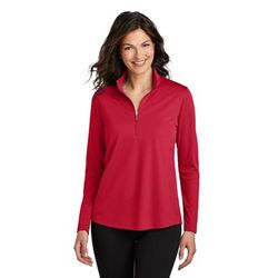 Port Authority LK112 Women's Dry Zone UV Micro-Mesh 1/4-Zip in Rich Red size XS | Polyester