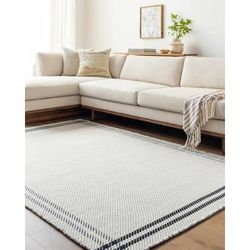 Nimue 2' x 3' Cottage Wool Light Silver/Ivory/Charcoal/Slate Blue Area Rug - Boutique Rugs