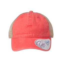 Infinity Her TESS Women's Washed Mesh-Back Cap in Sherbet/Stripes size Adjustable | Cotton
