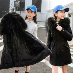 5-14 anni Teen Girls Winter Jacket Plus Velvet Warm Kids Windbreaker Coat For Girls Fur Collar parka