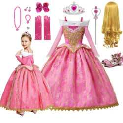 Disney Sleeping Beauty Aurora Princess Costume per bambini Girl Luxury Ball Gown Dress Birthday