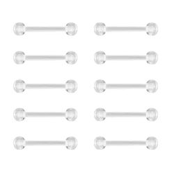 2-10 PCS 14G 16G Barbell Eyebrow Piercing Fixer Jewelry Tongue Ring Bioflex Plastic Transparent Lip Belly Ring Cartilage 6-38mm