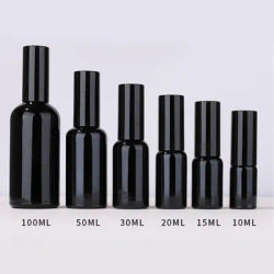 15ml 30ml 100ml Essential Oil Spray Bottle Bright Black Fine Mist Perfume Atomizer Refillable Glass Bottles Empty bottle shampoo