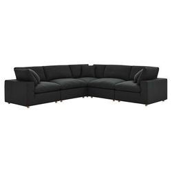Commix Down Filled Overstuffed 5 Piece 5-Piece Sectional Sofa - East End Imports EEI-3359-BLK