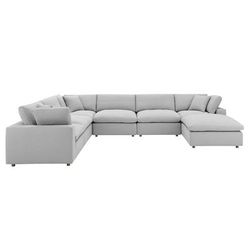Commix Down Filled Overstuffed 7-Piece Sectional Sofa - East End Imports EEI-3364-LGR