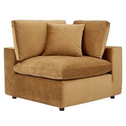 Commix Down Filled Overstuffed Performance Velvet Corner Chair - East End Imports EEI-4366-COG