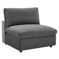 Commix Down Filled Overstuffed Performance Velvet Armless Chair - East End Imports EEI-4367-GRY