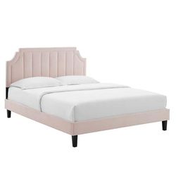 Sienna Performance Velvet King Platform Bed - East End Imports MOD-6920-PNK