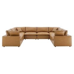 Commix Down Filled Overstuffed Vegan Leather 8-Piece Sectional Sofa - East End Imports EEI-4923-TAN