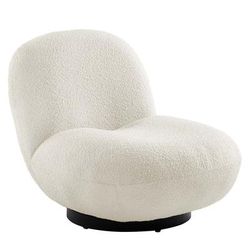 Kindred Boucle Upholstered Upholstered Fabric Swivel Chair - East End Imports EEI-5486-BLK-IVO