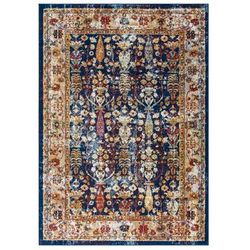 Entourage Jessa Distressed Vintage Floral Lattice 5x8 Area Rug - East End Imports R-1170B-58