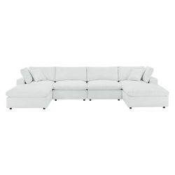 Commix Down Filled Overstuffed Vegan Leather 6-Piece Sectional Sofa - East End Imports EEI-4918-WHI