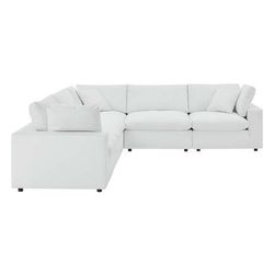 Commix Down Filled Overstuffed Vegan Leather 5-Piece Sectional Sofa - East End Imports EEI-4920-WHI