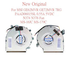 New Original Laptop CPU GPU Cooling Fan For MSI GE62MVR GE72MVR 7RG PAAD06015SL 0.55A 5VDC N374 N376 Fan MS-16JC MS-179C