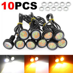 10 pz 23mm Eagle Eye 4014 12SMD bianco/ambra 12V Auto nebbia DRL lampadina Auto retromarcia Backup