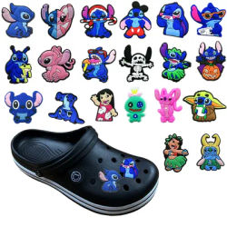 1 pz Cartoon Stitch PVC scarpe Charms sandali da giardino fai da te accessori per zoccoli scarpe