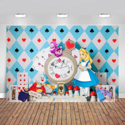 Alice In Wonderland Theme Photography Backdrops Baby Girl Birthday Party Photo Background Studio