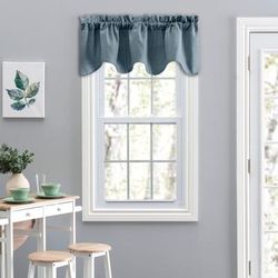 Lisa Solidtextured Scallop Valance by Ellis Curtains in Dusty Blue