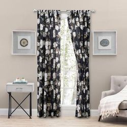 Magnolia Curtain Lined Panel Pair Tiebacks by Ellis Curtains in Black (Size 100"W 63" L)