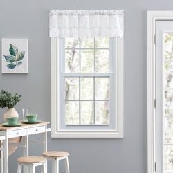 Stacey Curtain Ruffled Filler Valance by Ellis Curtains in White