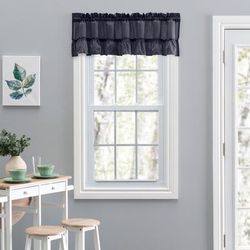 Stacey Curtain Ruffled Filler Valance by Ellis Curtains in Navy