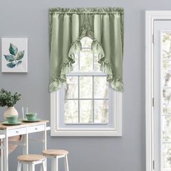 Stacey Curtain Ruffled Swag by Ellis Curtains in Sage