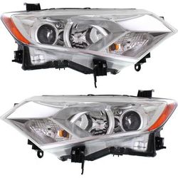 2014 Nissan Quest Driver and Passenger Side Headlights, with Bulbs, Halogen