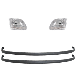 1997 Ford F-150 4-Piece Kit Driver and Passenger Side Headlights with Bumper Trims, with Bulbs, Halogen