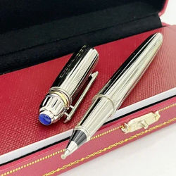 Classica penna firma di lusso in metallo argento con penne a sfera trapano blu comoda cancelleria