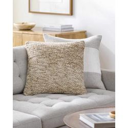 Taini 22" Square Cottage Wool Ivory/Dark Red Throw Pillow - Boutique Rugs