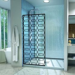 Dreamline DreamLine Linea Maze 34 inch W x 72 inch H Single Panel Frameless Fixed Shower Screen in Matte Black D3234720HX-09