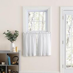 Wide Width Classic Tailored Curtain Tailored Curtains by Ellis Curtains in White (Size 80" W 25" L)