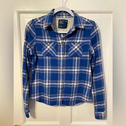 American Eagle Outfitters Tops | American Eagle Size 4 Flannel | Color: Blue/White | Size: 4