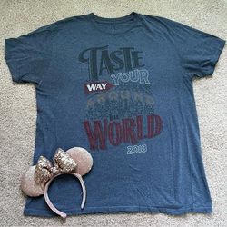 Disney Tops | Disney Parks | Walt Disney World Epcot Food & Wine Festival 2018 Unisex Shirt | Color: Blue/Red | Size: Xl