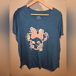 Disney Tops | Disney Minnie Mouse 1x Flower Head Minnie Short Sleeve Shirt | Color: Blue | Size: Xl