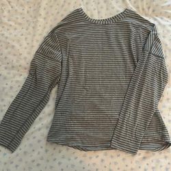 Lululemon Athletica Tops | Grey And White Striped Lulu Long Sleeve | Color: Gray/White | Size: 4