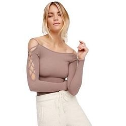 Free People Tops | Free People Criss Cross Arm Top | Color: Tan/Brown | Size: M