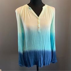 Lilly Pulitzer Tops | Lilly Pultizer Blue Ombr Elsa Blouse Top | Color: Blue/Green | Size: Xs