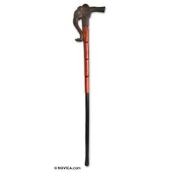 Wood walking stick, 'African Elephant'