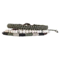 Highland Elements,'Neutral Tones Macrame Bracelets from Guatemala (Set of 3)'