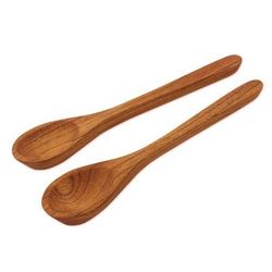 Cedar wood serving spoons, 'Natural Cuisine' (pair)