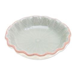 Festive Lotus,'Handcrafted Celadon Bowl from Thailand'