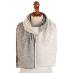 Gray Duality,'Knit Gray & Ivory Unisex Baby Alpaca Blend Scarf from Peru'