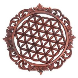 Love of Bali,'Hand Carved Suar Wood Wall Relief Panel from Bali'