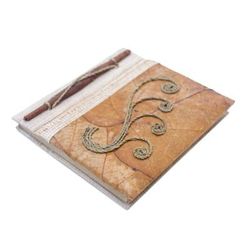 'Eco-Friendly Leaf-Themed Journal Handmade from Natural Fiber'