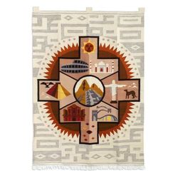 'Handwoven Inspirational Chakana-Themed Wool Blend Tapestry'
