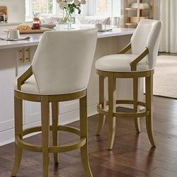 Roland Swivel Bar & Counter Stool - Counter Height (26" Seat), Harvest, Harvest/Marbled Mineral/Counter Height - Grandin Road