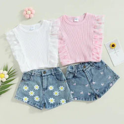 2023-02-17 Lioraitiin 0-5Years Toddler Baby Girl 2 pezzi Set di abbigliamento moda Top in pizzo