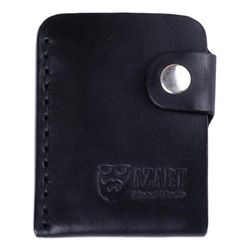 Minimalist Fortune in Black,'Black Leather Card Holder with Snap Closure Made in Armenia'